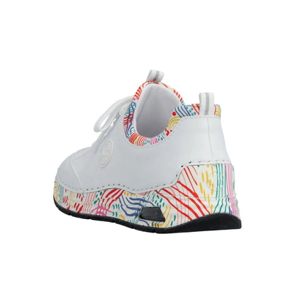 Rieker Lace Up Runner White Multi 44562-80