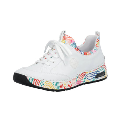 Rieker Lace Up Runner White Multi 44562-80