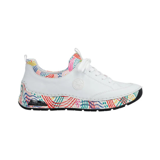 Rieker Lace Up Runner White Multi 44562-80