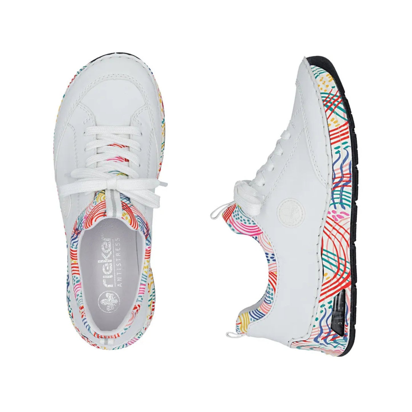 Rieker Lace Up Runner White Multi 44562-80
