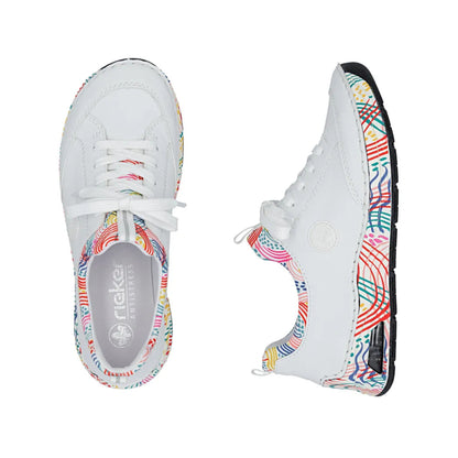 Rieker Lace Up Runner White Multi 44562-80