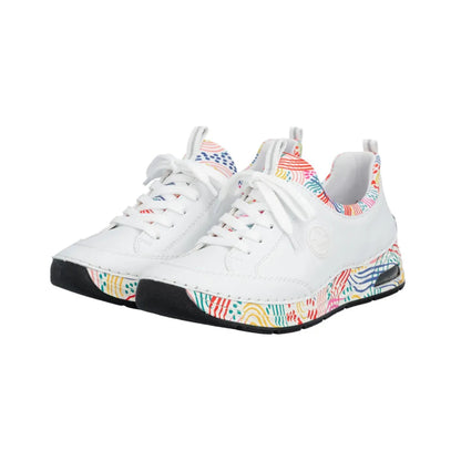 Rieker Lace Up Runner White Multi 44562-80