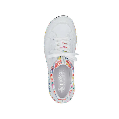 Rieker Lace Up Runner White Multi 44562-80