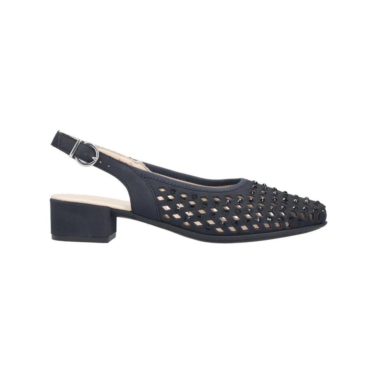 Rieker Low Heeled Sling-back Pumps Navy 47074-14