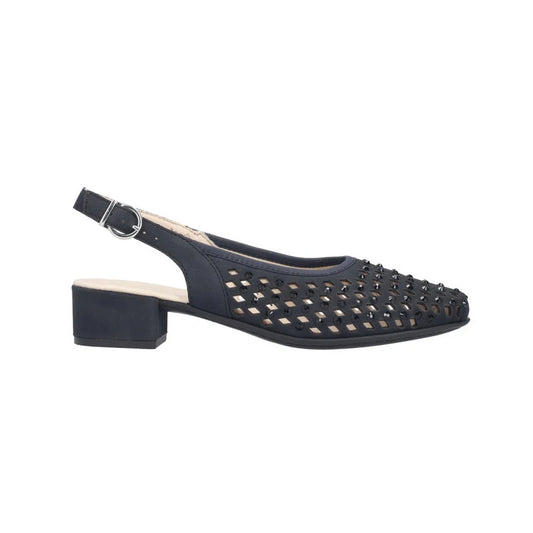 Rieker Low Heeled Sling-back Pumps Navy 47074-14