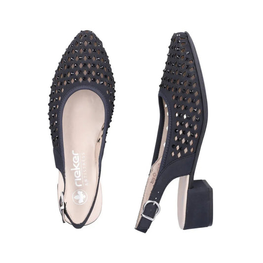Rieker Low Heeled Sling-back Pumps Navy 47074-14