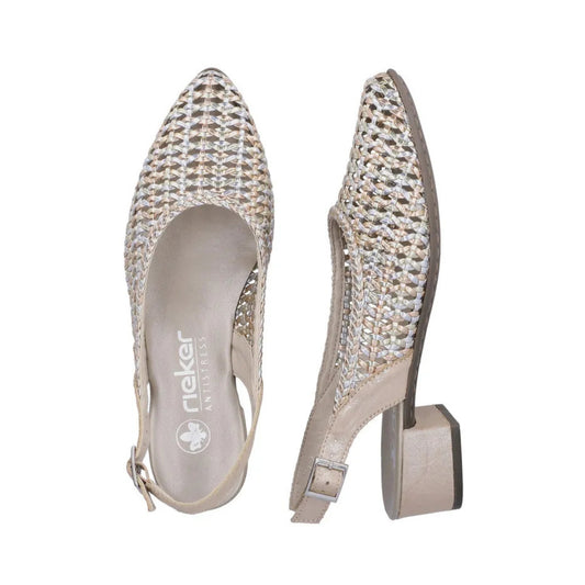 Rieker Woven Slingback Metallic Shoe 47078-90