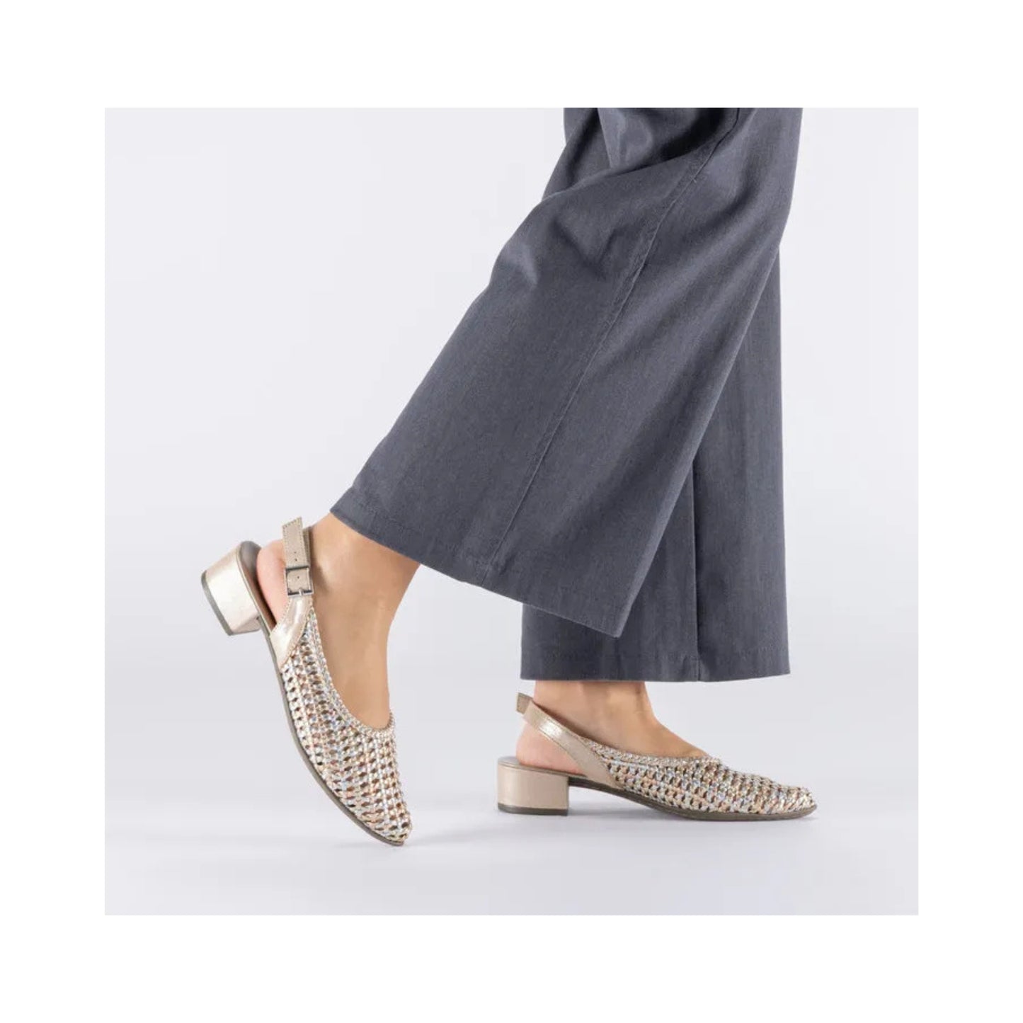 Rieker Woven Slingback Metallic Shoe 47078-90