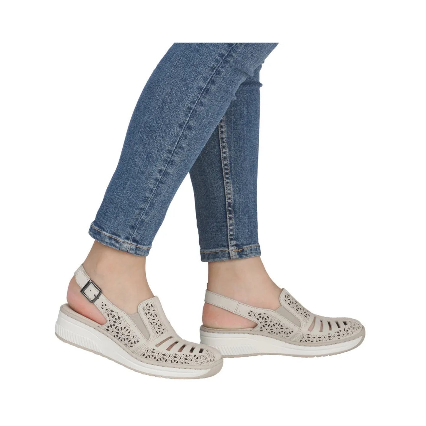 Rieker Ladies Summer Shoe Sling Back Beige 48763