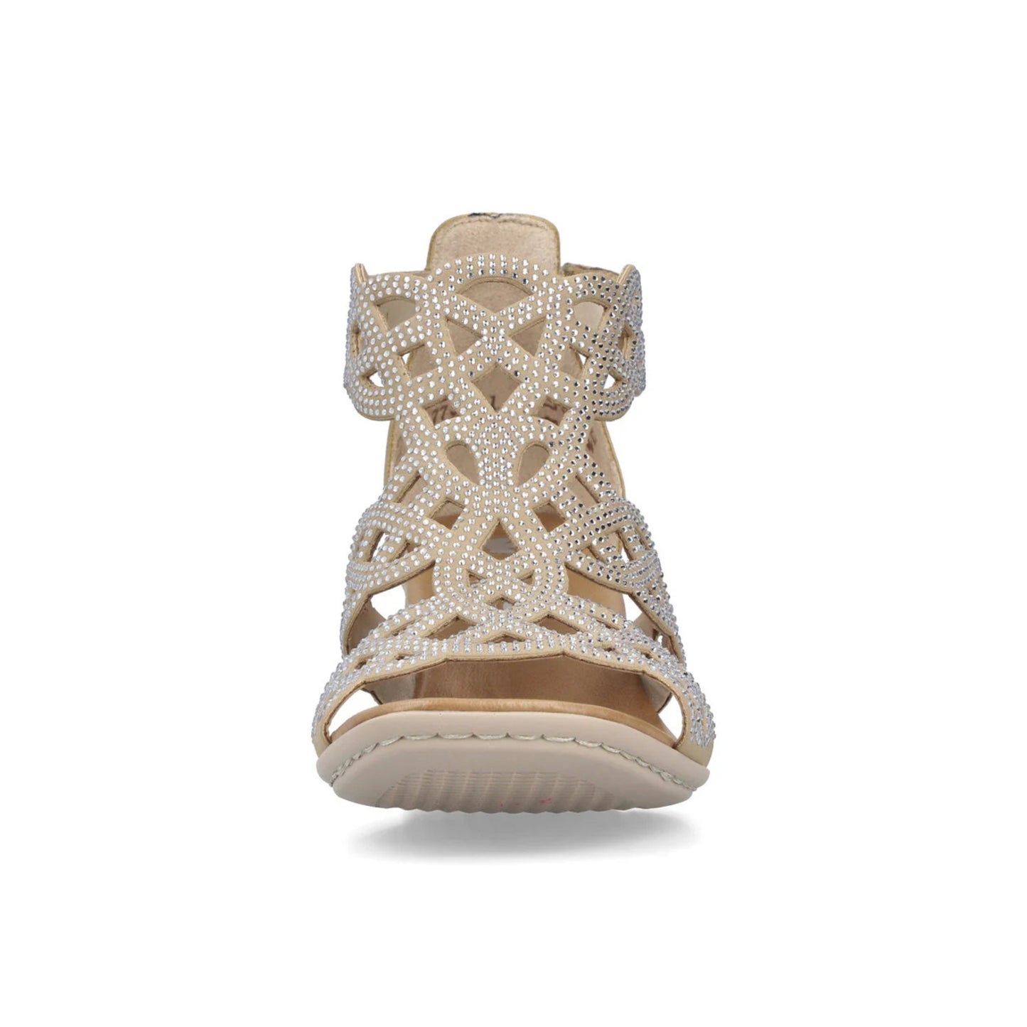 Rieker Woman's Block Heel Sandal Beige Diamond 64777-64