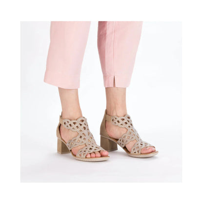 Rieker Woman's Block Heel Sandal Beige Diamond 64777-64