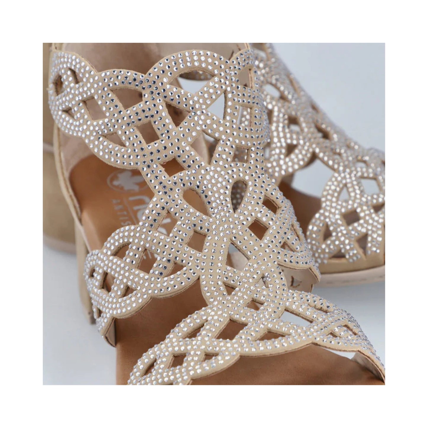 Rieker Woman's Block Heel Sandal Beige Diamond 64777-64