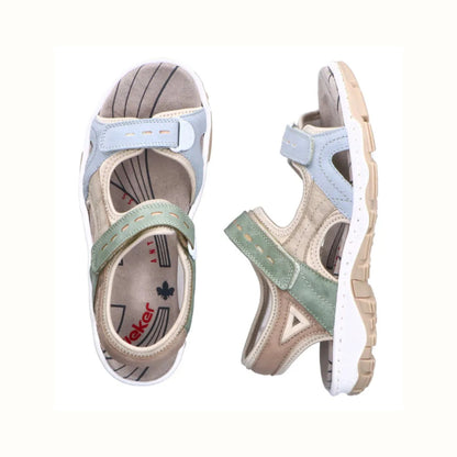 Rieker Ladies Walking Sandal Velcro Straps 68866