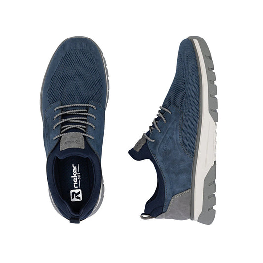 Rieker Men's Slip On Laced Wide Fit Navy Shoe B9352-14