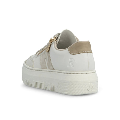 Rieker Platform Zipper Trainer Cream White M1912