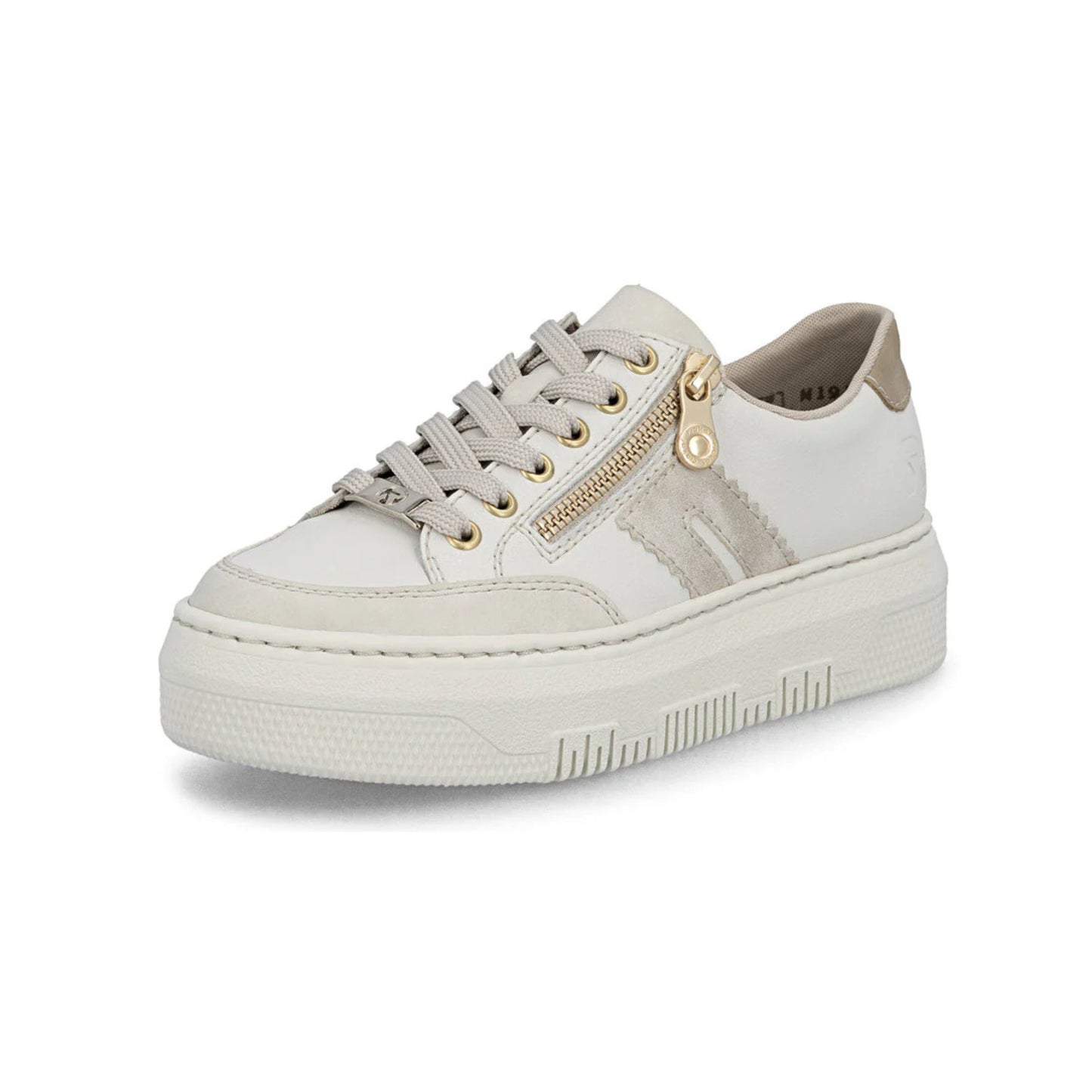 Rieker Platform Zipper Trainer Cream White M1912