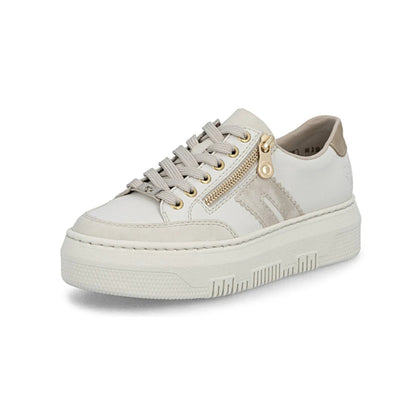 Rieker Platform Zipper Trainer Cream White M1912