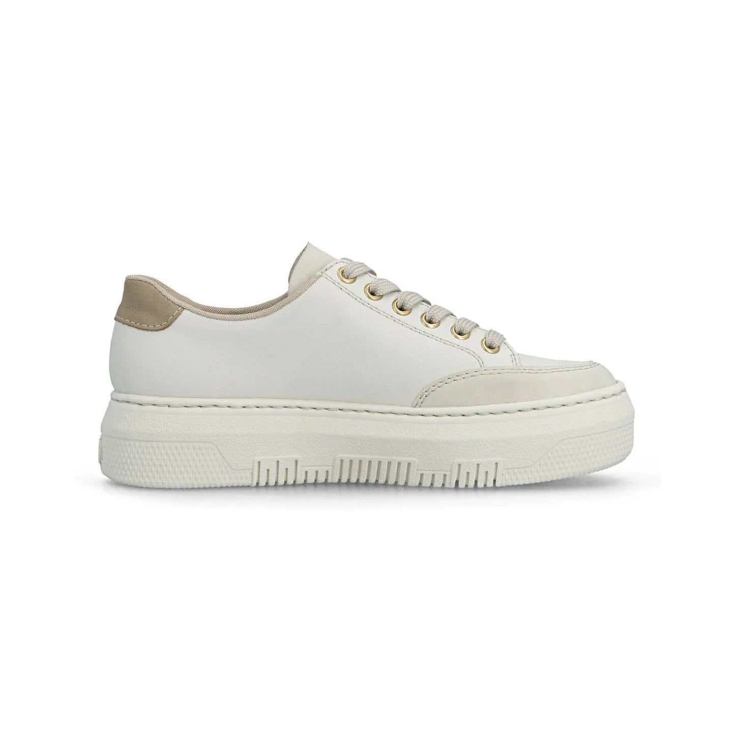 Rieker Platform Zipper Trainer Cream White M1912