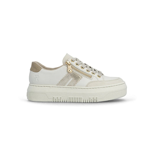 Rieker Platform Zipper Trainer Cream White M1912