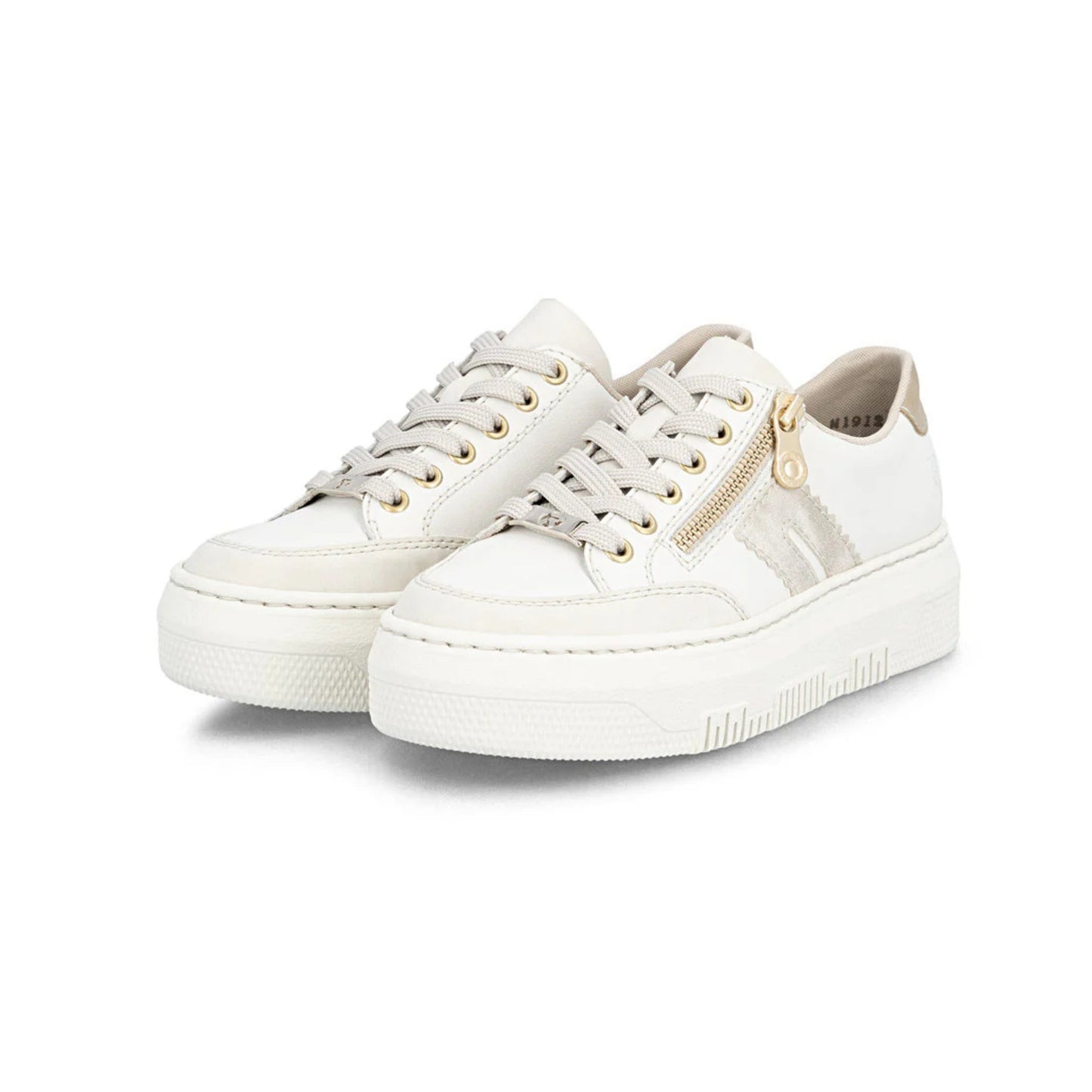 Rieker Platform Zipper Trainer Cream White M1912