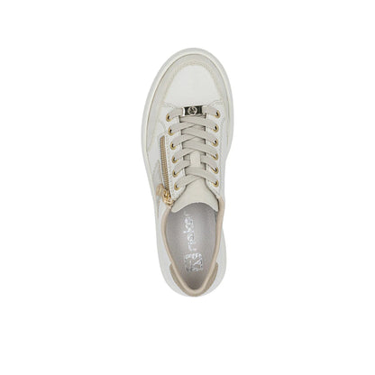 Rieker Platform Zipper Trainer Cream White M1912