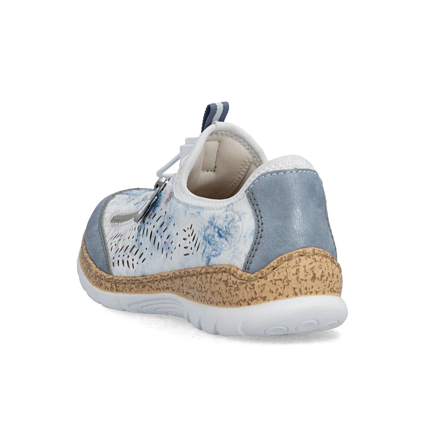 Rieker Walking Shoe with Toggle Blue White N42K6-80