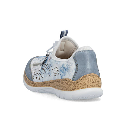 Rieker Walking Shoe with Toggle Blue White N42K6-80