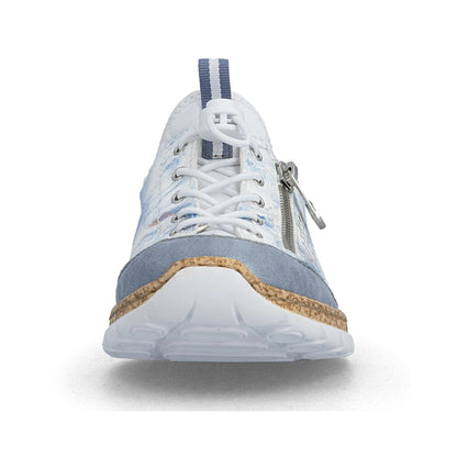 Rieker Walking Shoe with Toggle Blue White N42K6-80