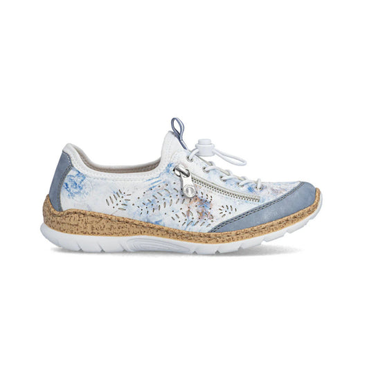 Rieker Walking Shoe with Toggle Blue White N42K6-80