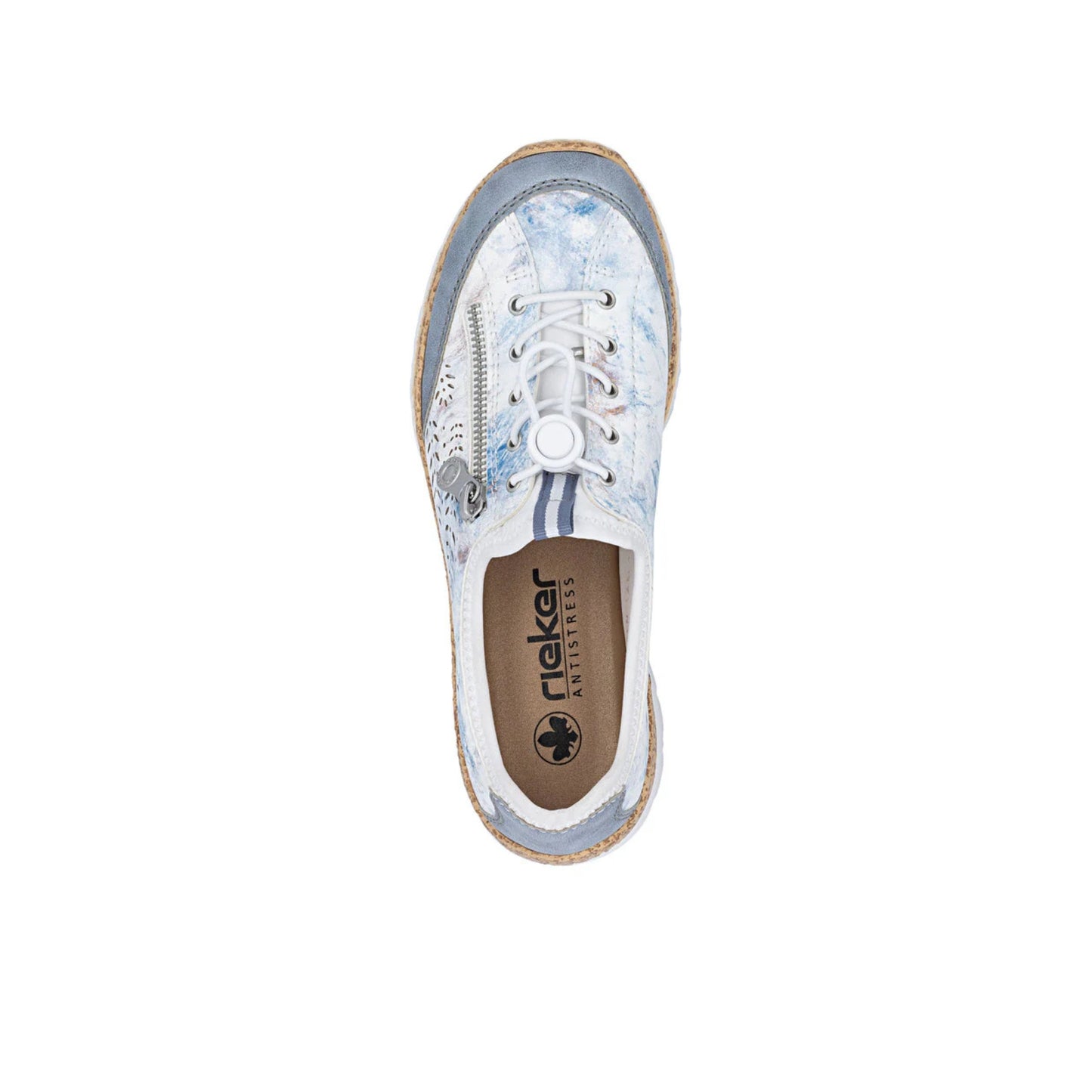 Rieker Walking Shoe with Toggle Blue White N42K6-80
