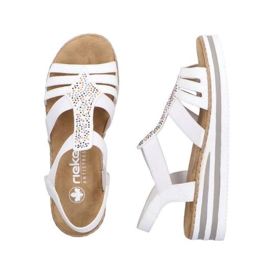 Rieker Slingback Sandal Beaded White V0240-80