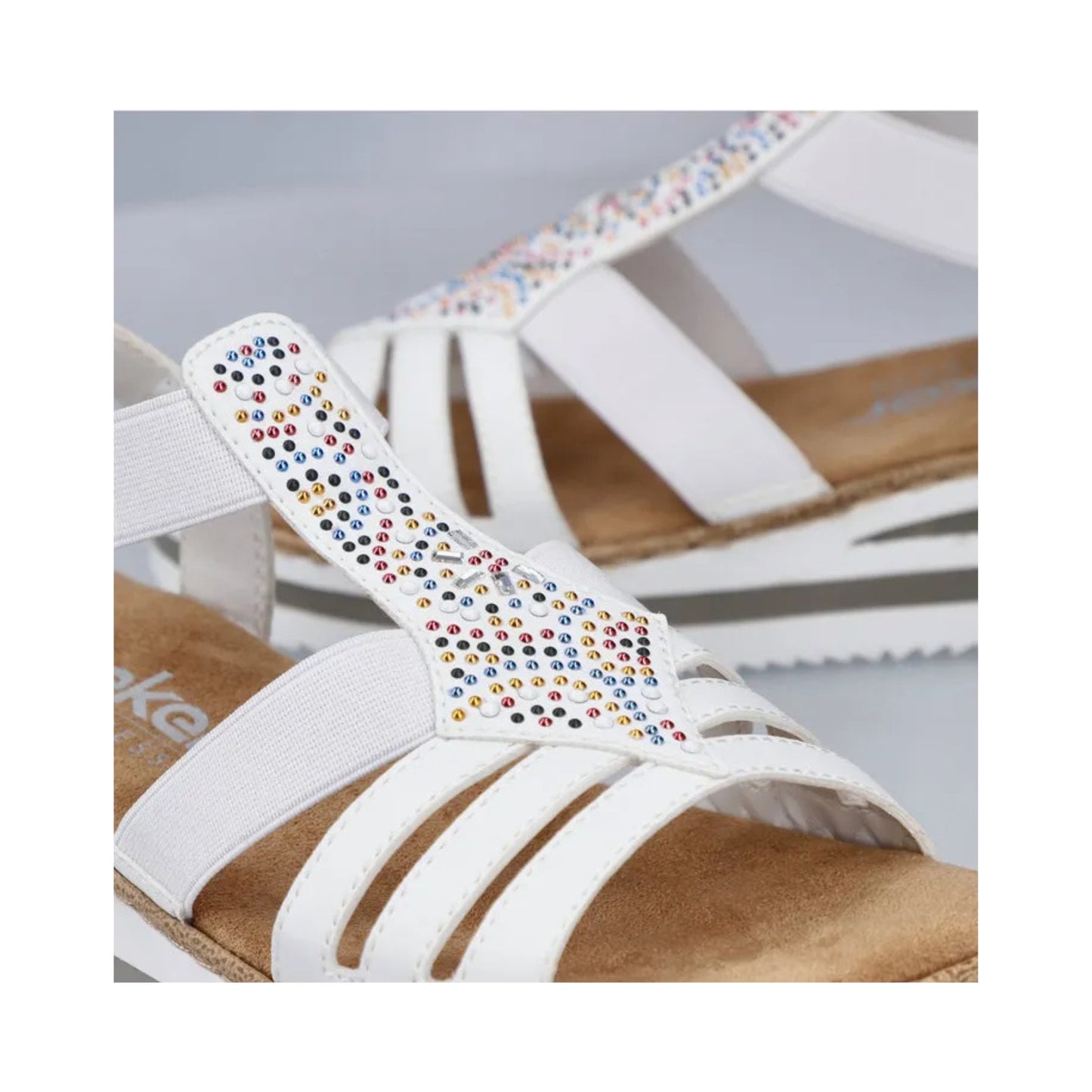 Rieker Slingback Sandal Beaded White V0240-80