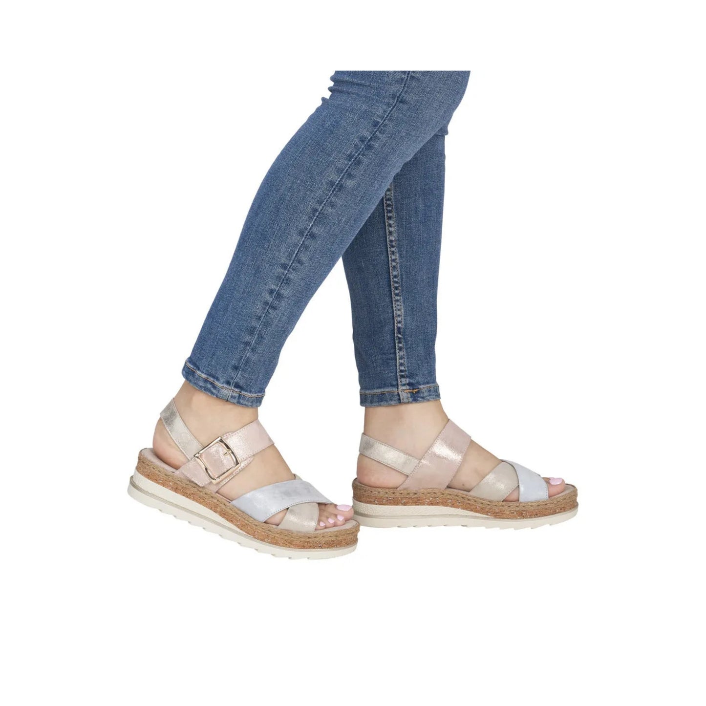 Rieker Wedge Sandal Metallic Multi V7951-90