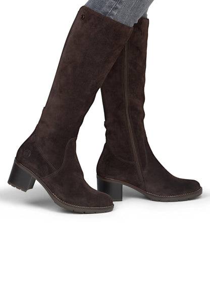 Remonte Knee High Block Heel Suede Leather Boot D2A78-25