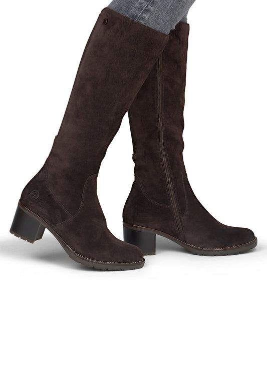 Remonte Knee High Block Heel Suede Leather Boot D2A78-25