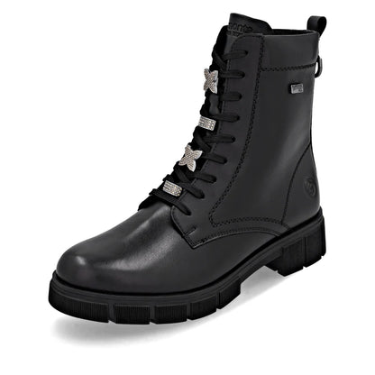 Remonte Tex Lace Up Biker Boot Black D2S73-00