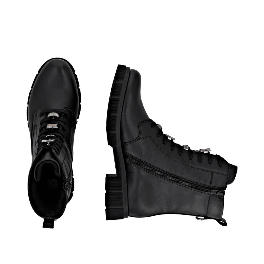 Remonte Tex Lace Up Biker Boot Black D2S73-00