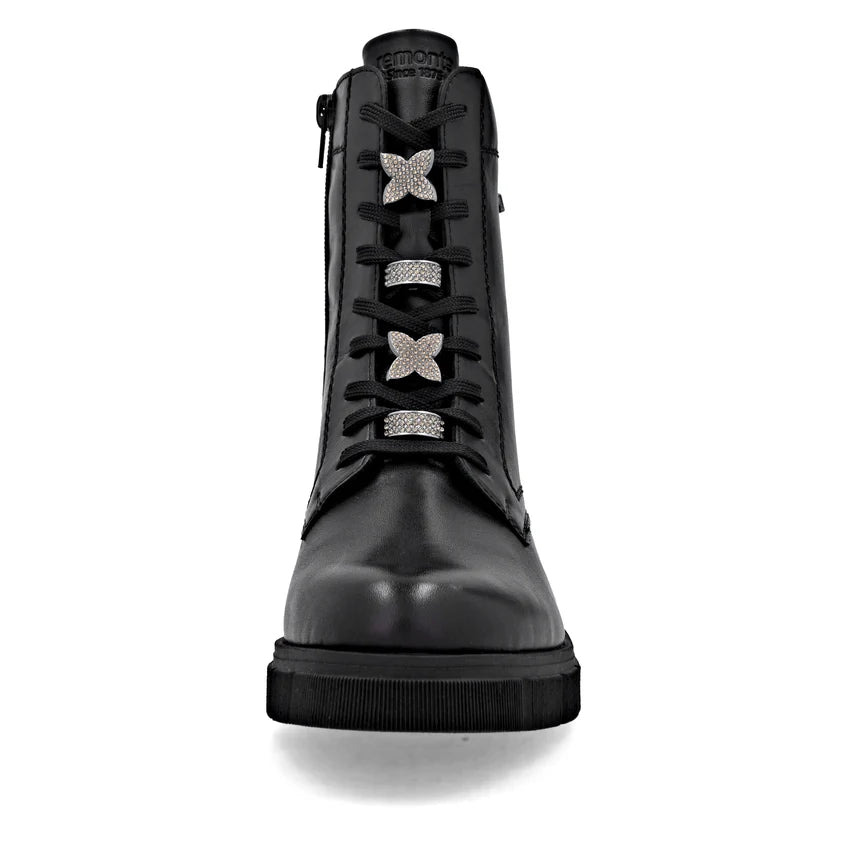 Remonte Tex Lace Up Biker Boot Black D2S73-00