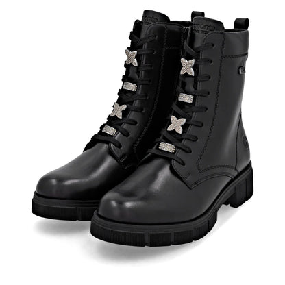 Remonte Tex Lace Up Biker Boot Black D2S73-00
