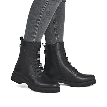 Remonte Tex Lace Up Biker Boot Black D2S73-00