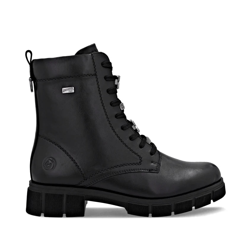 Remonte Tex Lace Up Biker Boot Black D2S73-00