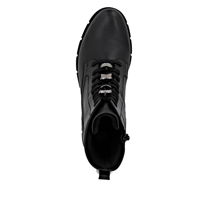 Remonte Tex Lace Up Biker Boot Black D2S73-00