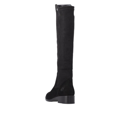 Remonte Knee High Flat Black Suede Boot D3U70