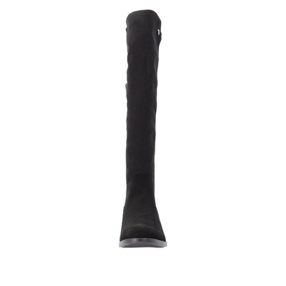 Remonte Knee High Flat Black Suede Boot D3U70