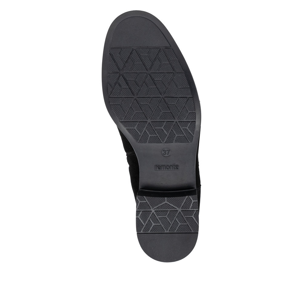 Remonte Knee High Flat Black Suede Boot D3U70