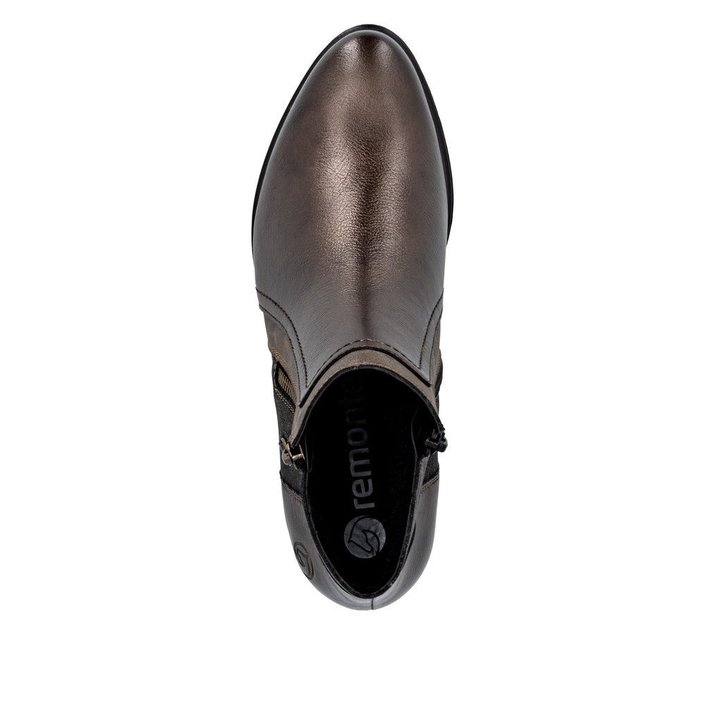 Remonte Block Heel Metallic Ankle Boot R5172-90