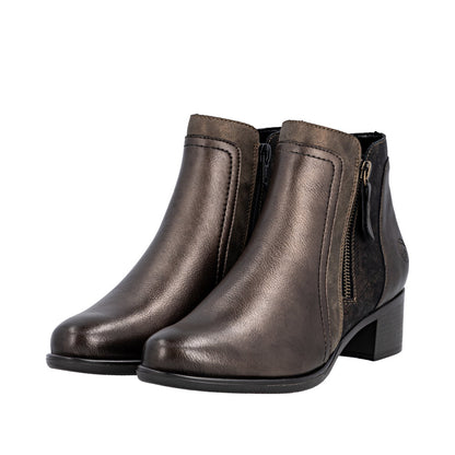 Remonte Block Heel Metallic Ankle Boot R5172-90