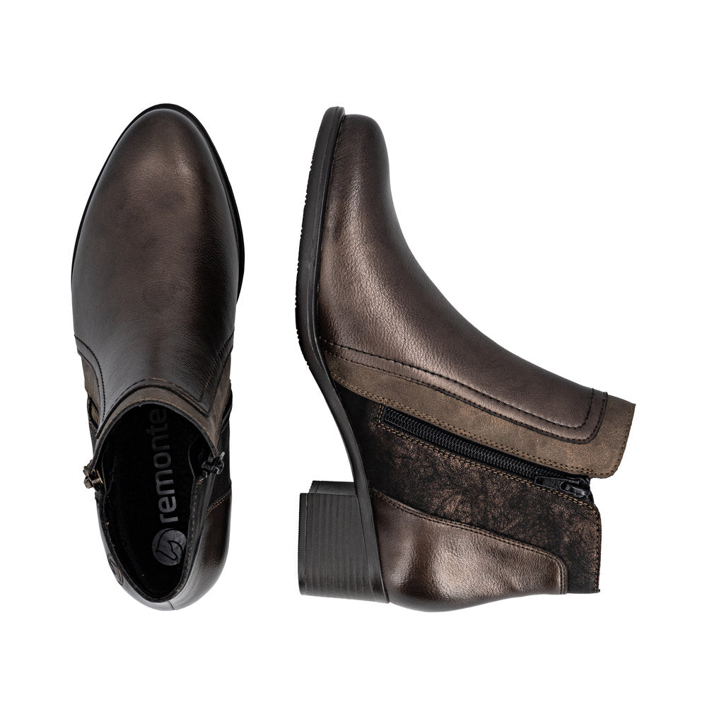 Remonte Block Heel Metallic Ankle Boot R5172-90