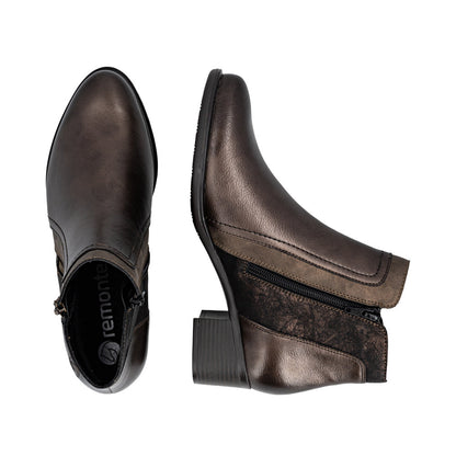 Remonte Block Heel Metallic Ankle Boot R5172-90