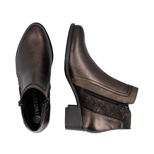 Remonte Block Heel Metallic Ankle Boot R5172-90
